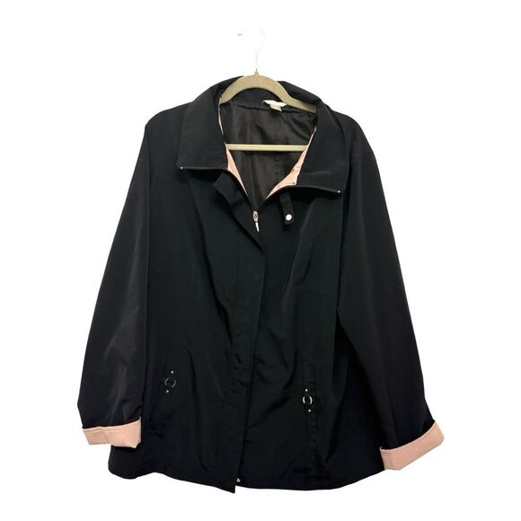 White Stag 2X Black Trench Coat Plus Size Lightweight Classic Minimalist - Picture 1 of 7